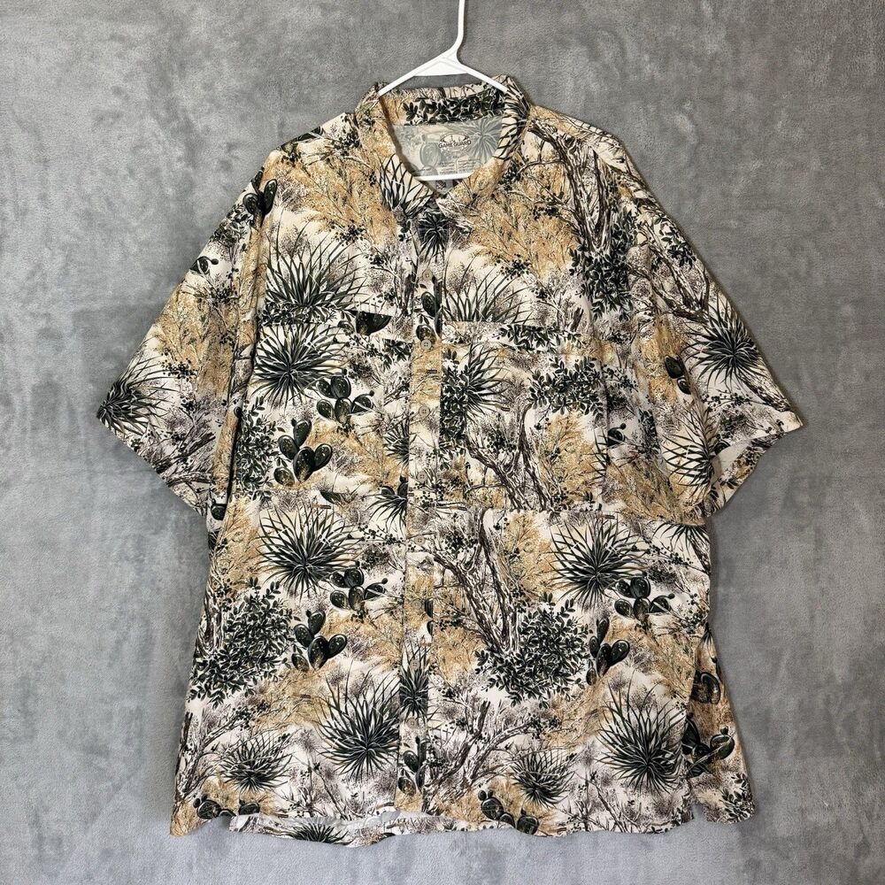 Game Guard Outdoors Men's Botanical Print Button Down Shirt 4XL Desert Camo